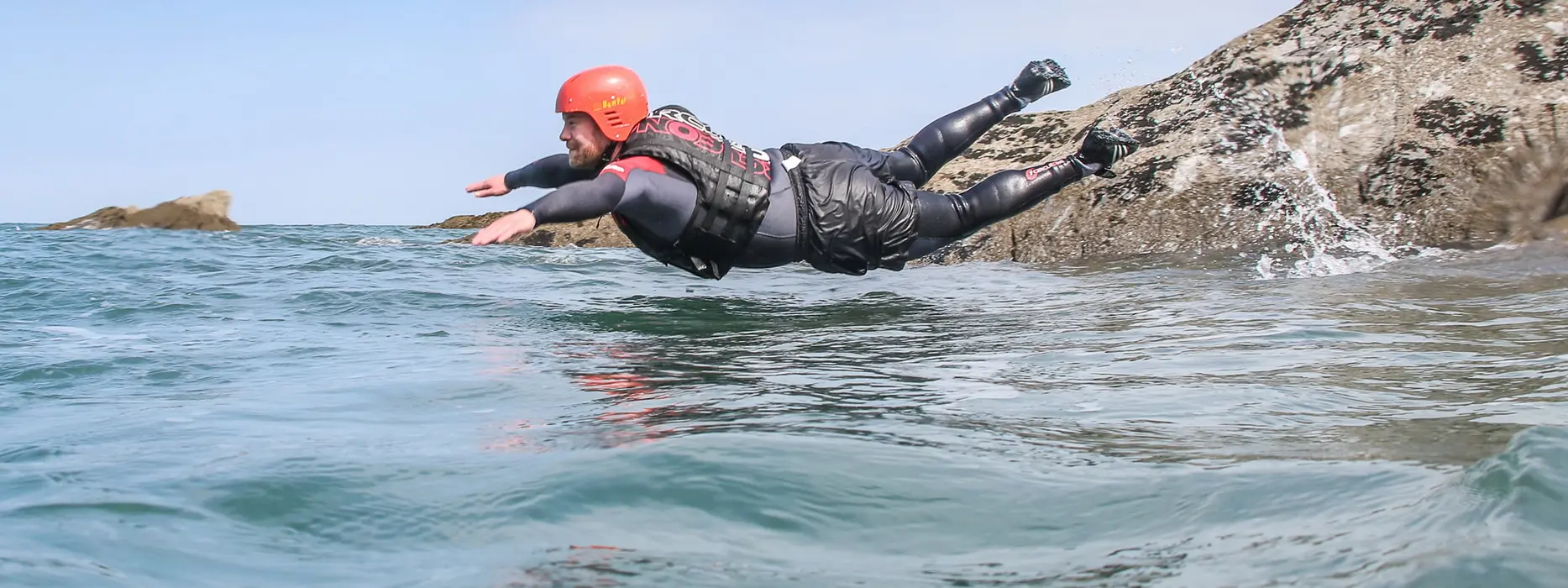 Coasteering at Croyde Bay on the North Devon coast